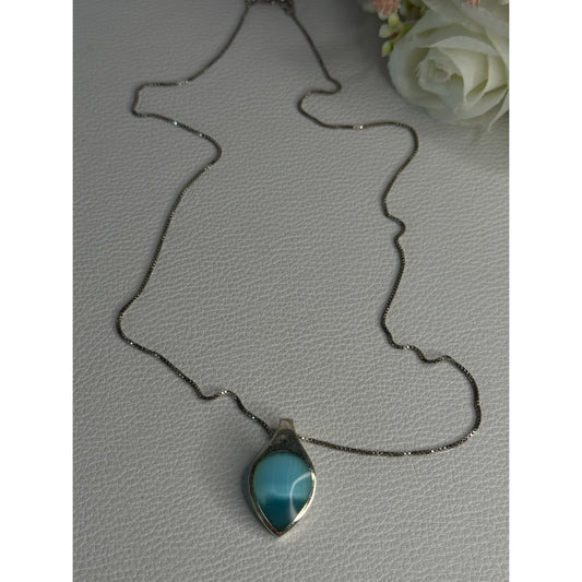 925 STERLING SILVER LARIMAR NECKLACE LENGTH 18 INCH