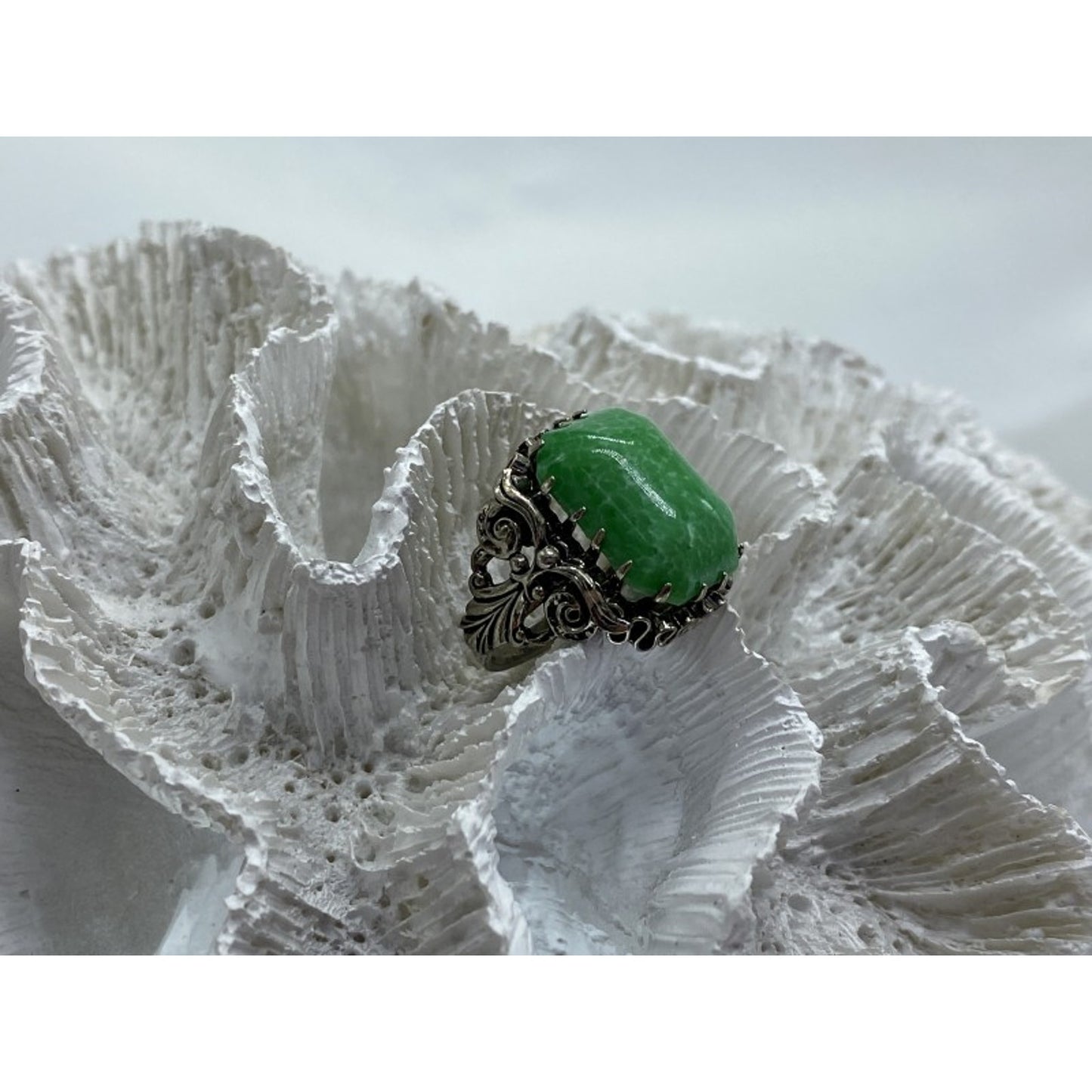 VINTAGE 925 STERLING SILVER JASPER RING SIZE 7