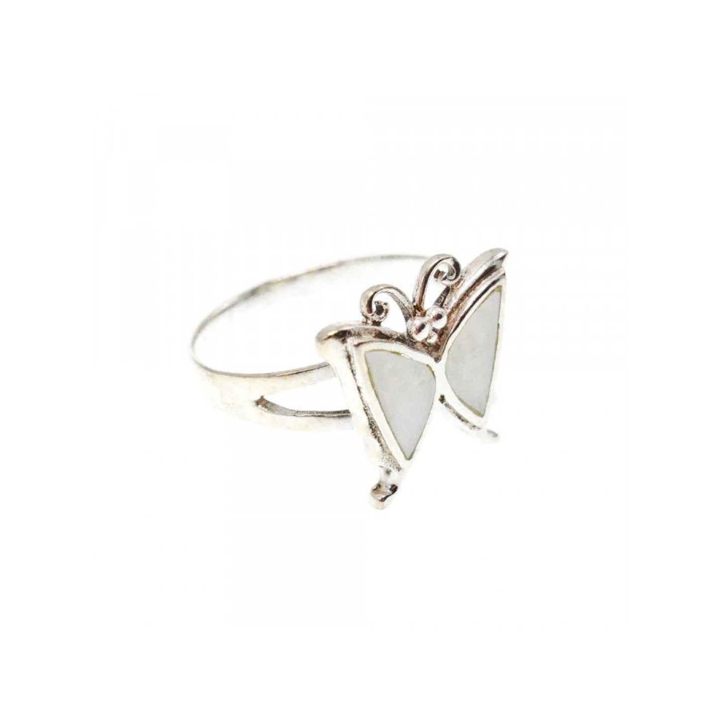 925 STERLING SILVER MOTHER OF PEARL "BUTTERFLY" RING SIZE 8.5