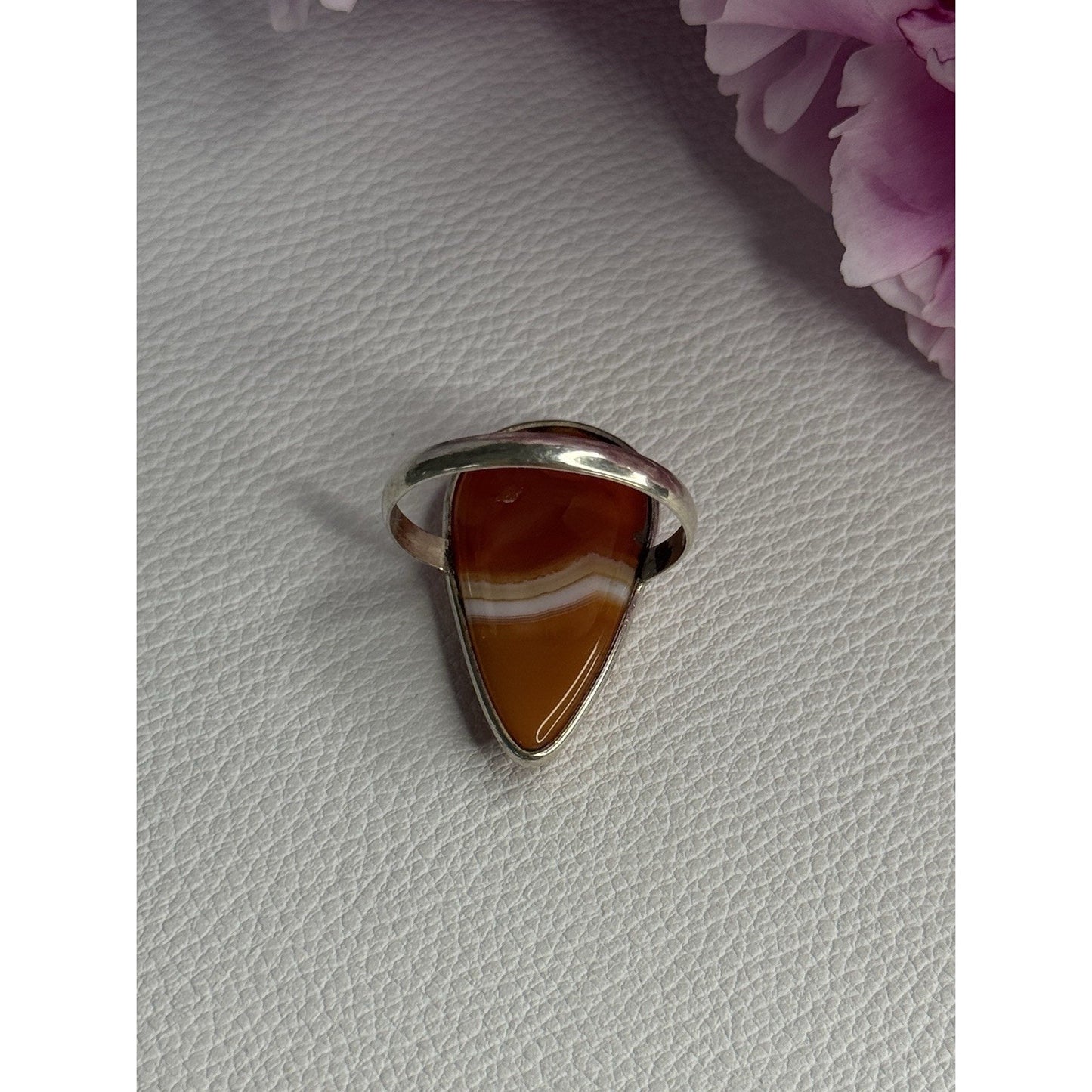 925 STERLING SILVER AGATE RING SIZE 7.5