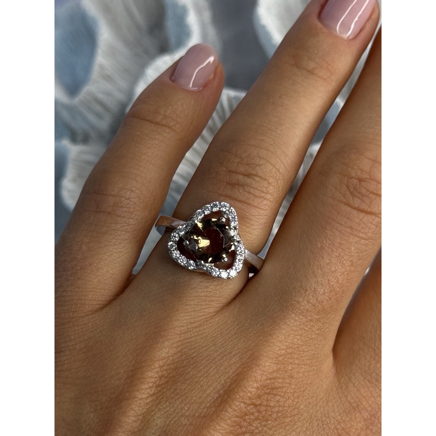 925 STERLING SILVER SPINEL & CZ RING SIZE 7