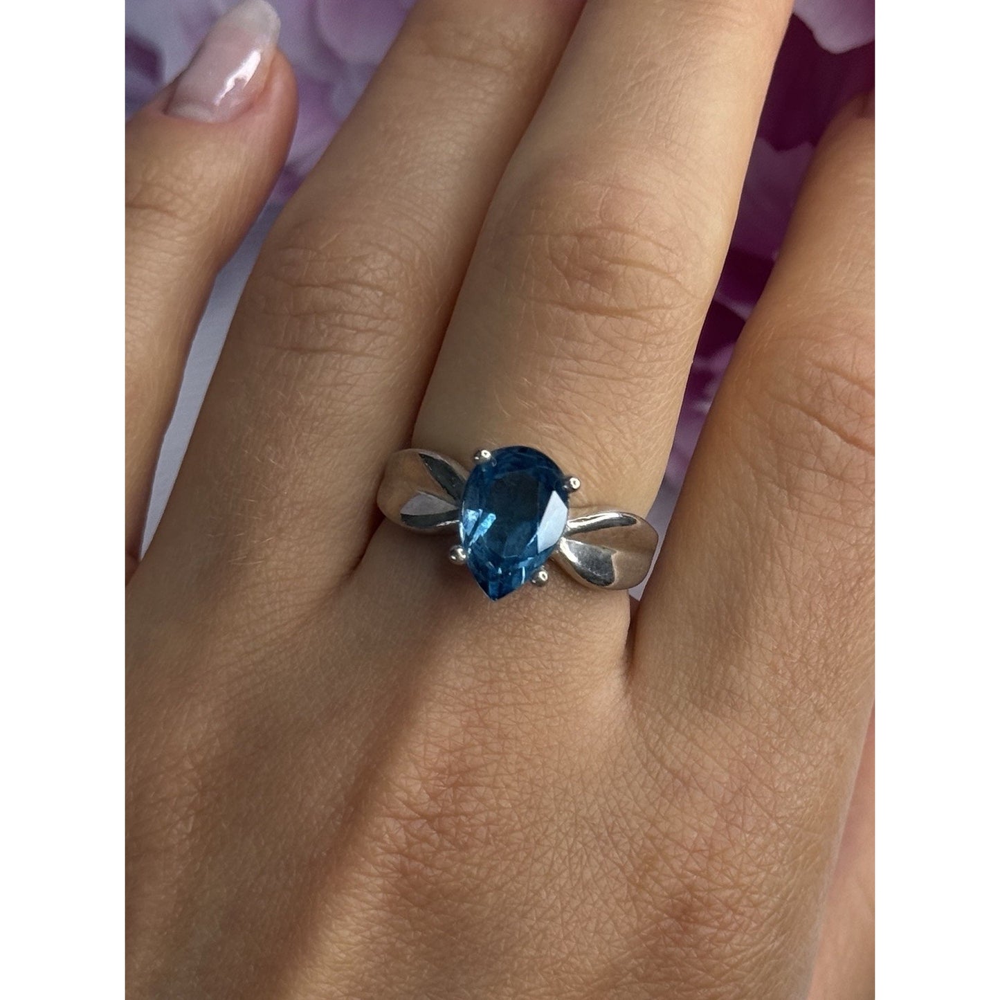 925 STERLING SILVER AQUAMARINE RING SIZE 7