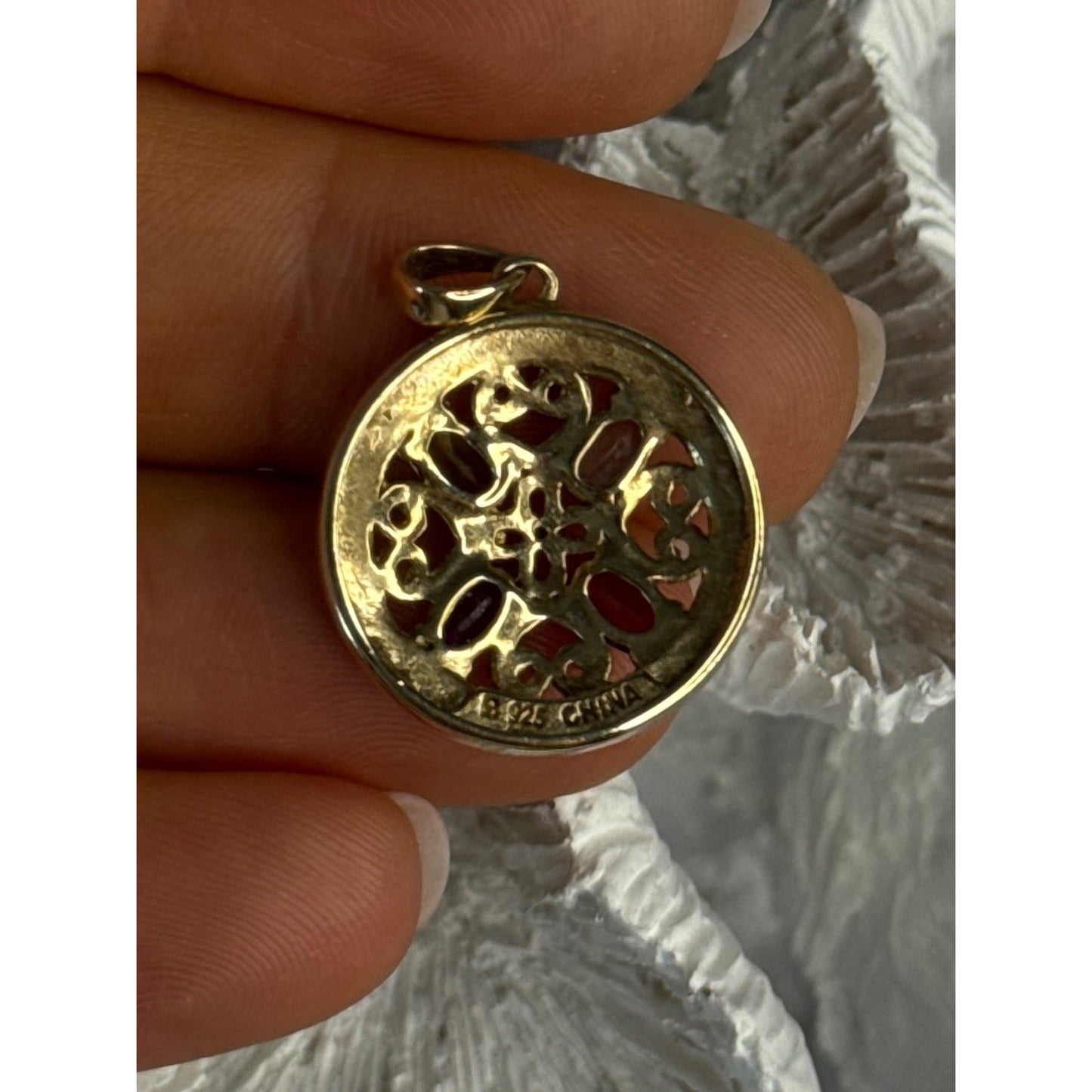 925 STERLING SILVER GOLD PLATED TOPAZ PERIDOT GARNET AMETHYST PENDANT