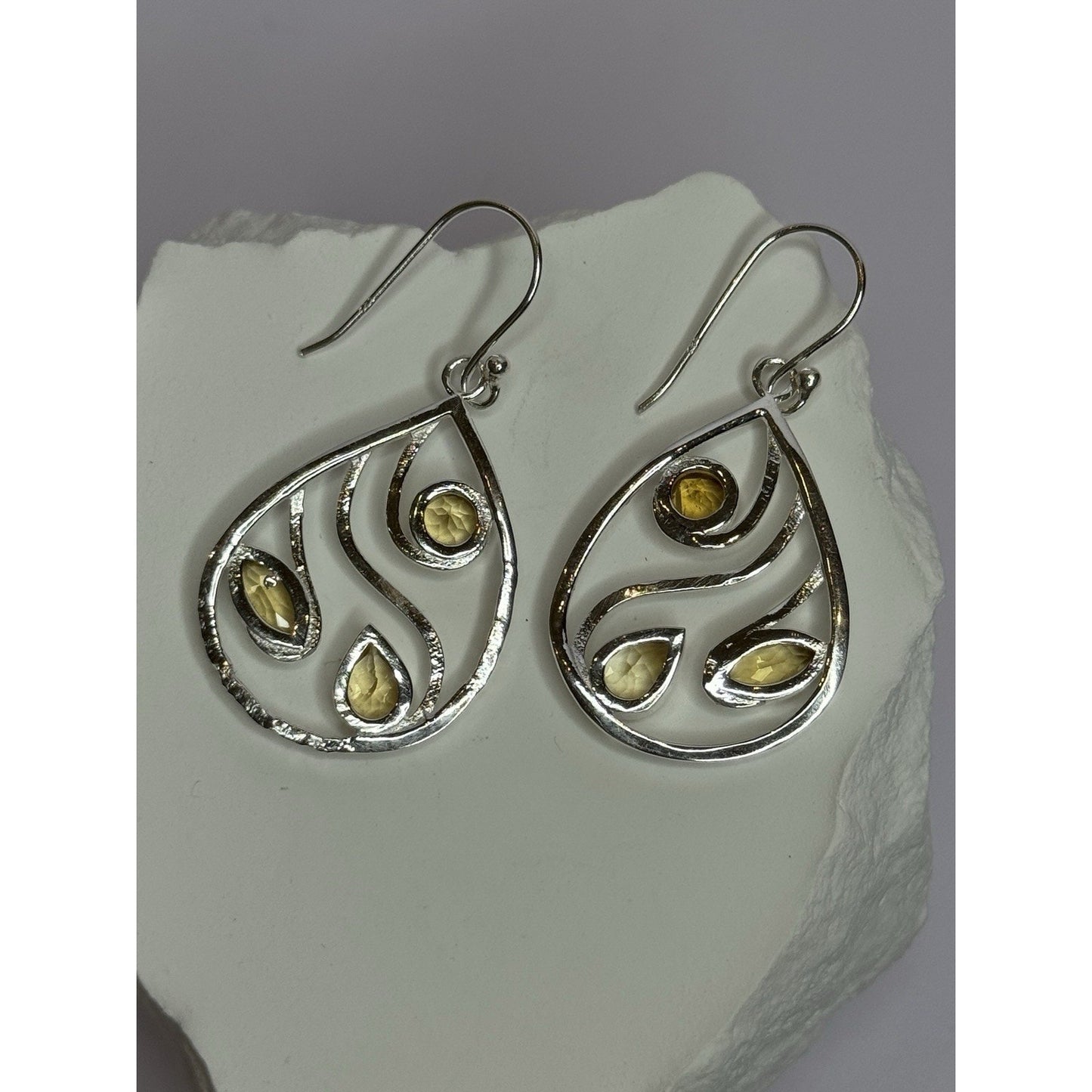 925 STERLING SILVER CITRINE EARRINGS LENGTH 1.8 INCH