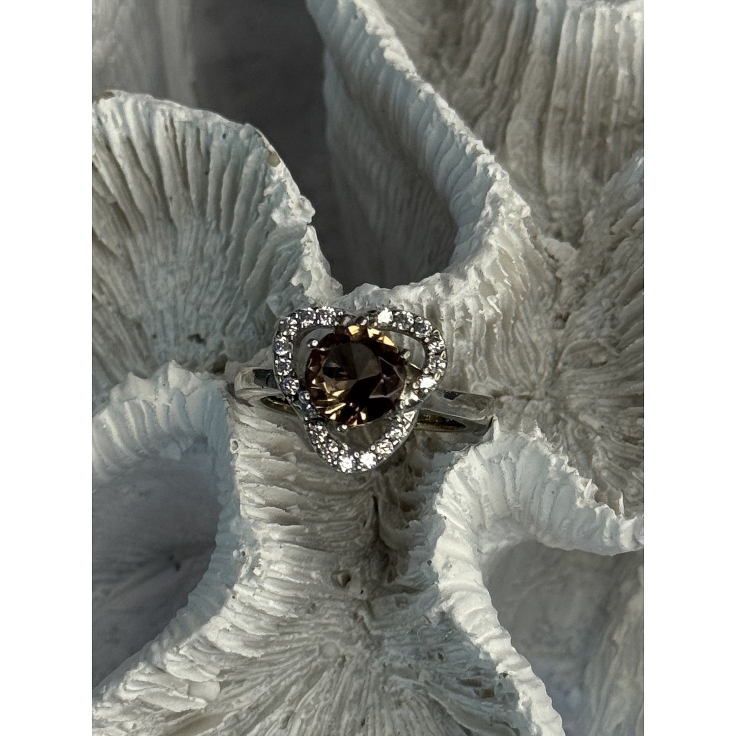 925 STERLING SILVER SPINEL & CZ RING SIZE 7