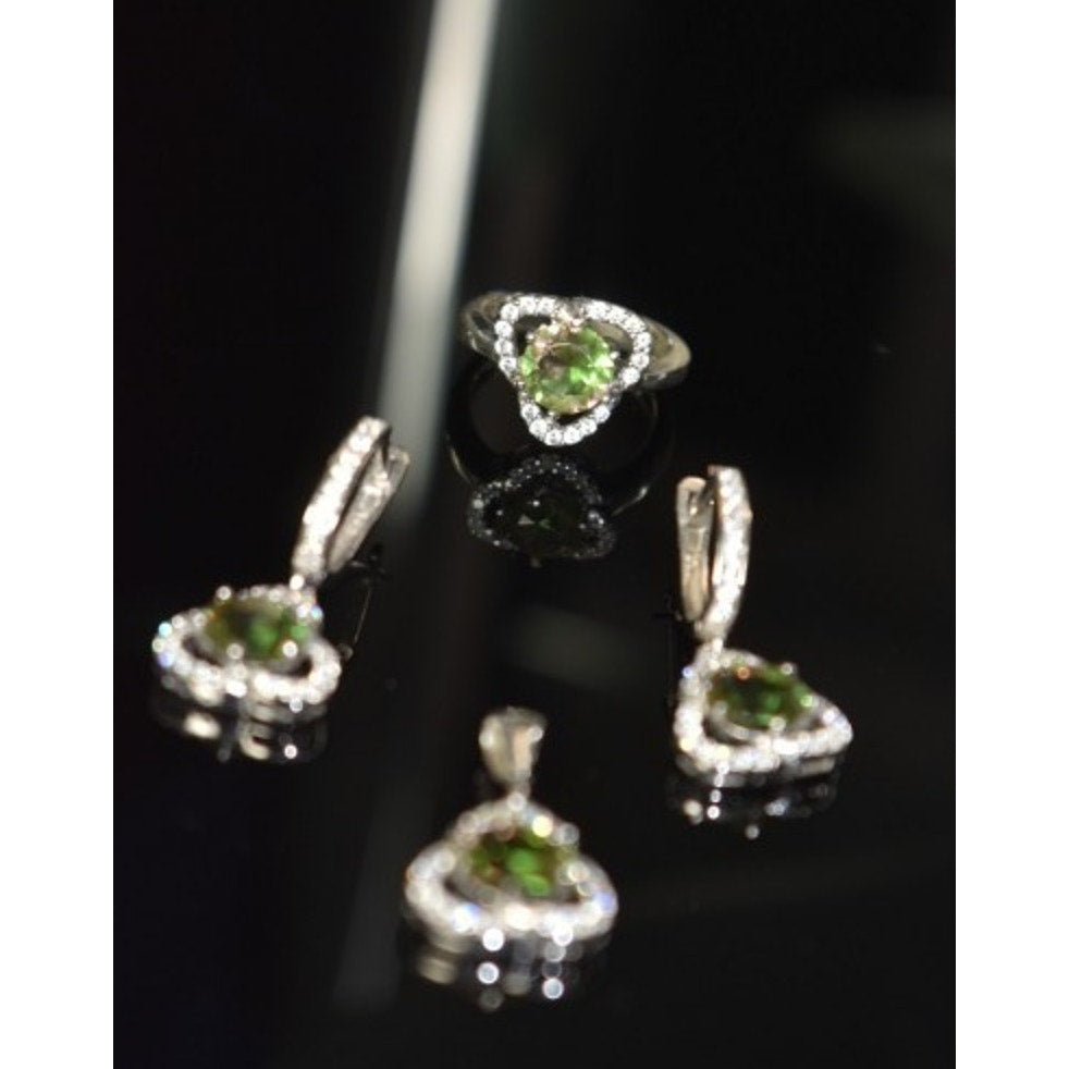 925 Sterling Silver Alpanite & CZ Jewelry SET Turkey