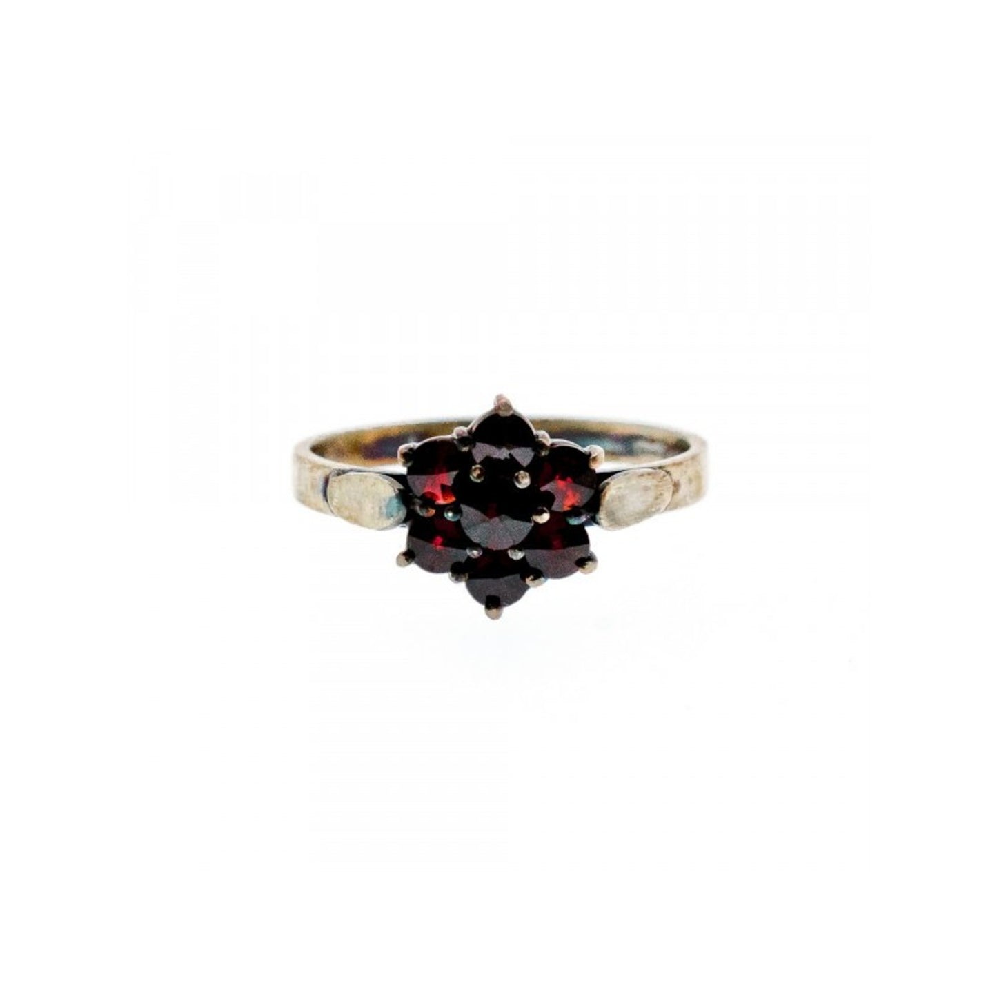925 STERLING SILVER ALMANDINE "FLOWER" RING SIZE 7