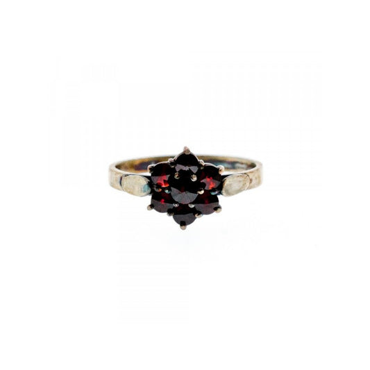 925 STERLING SILVER ALMANDINE "FLOWER" RING SIZE 7