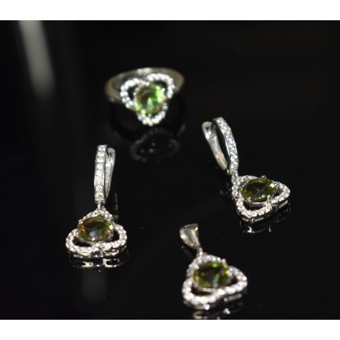 925 Sterling Silver Alpanite & CZ Jewelry SET Turkey