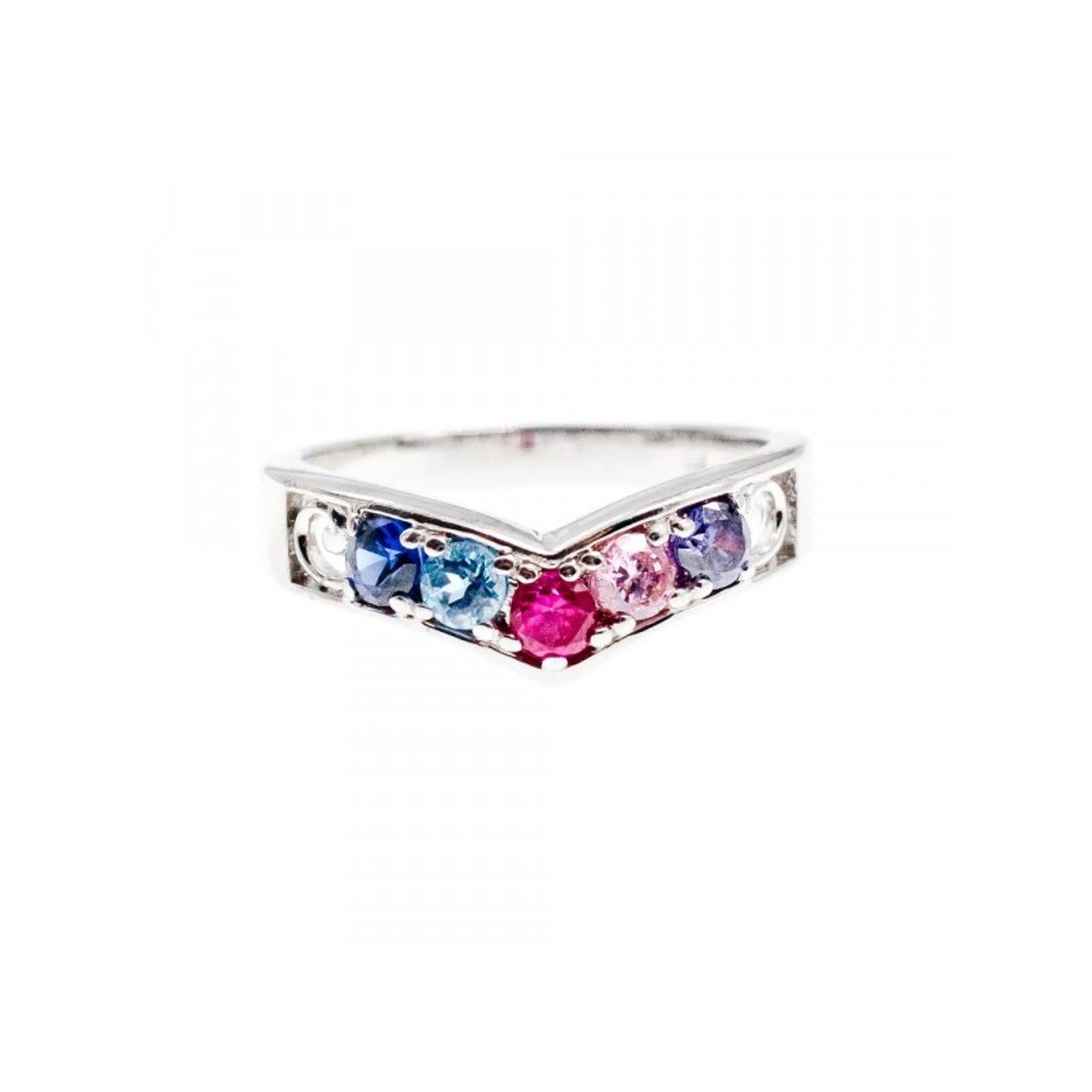 925 STERLING SILVER MULTICOLORED CZ RING SIZE 6.5