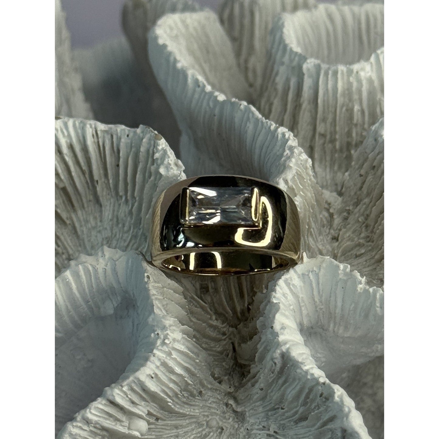 925 STERLING SILVER GOLD PLATED BERYL & RUBY RING SIZE 7