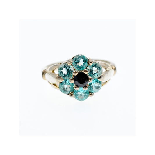 925 STERLING SILVER TOPAZ & BLACK ONYX RING SIZE 7