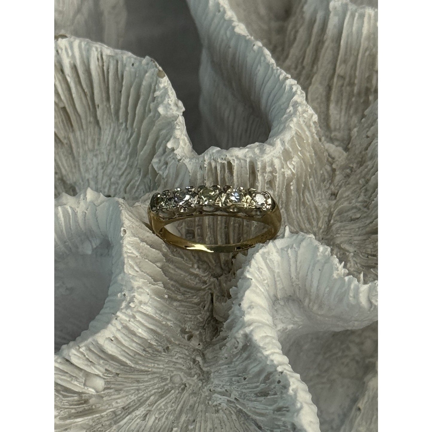 14 K Yellow Gold Diamonds Ring Size 3.5