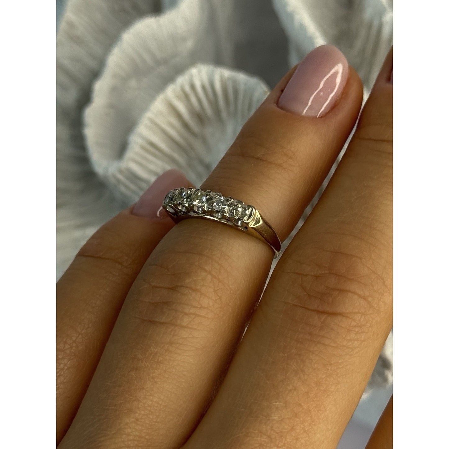 14 K Yellow Gold Diamonds Ring Size 3.5