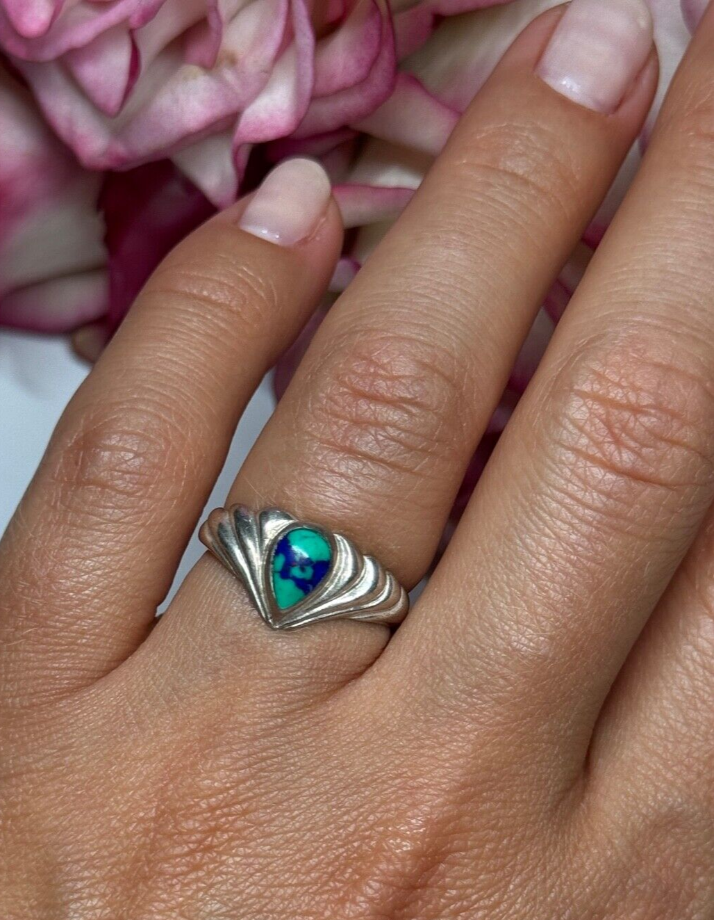 925 Sterling Silver Turquoise Ring Size 5.5