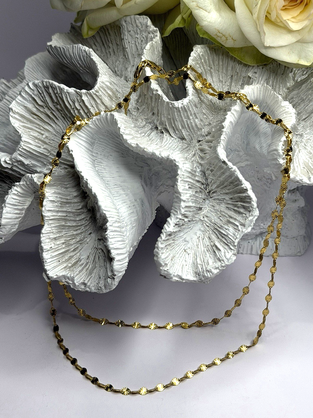 Italy 925 Sterling Silver Gold Plated Chain Sparkle Station Necklace