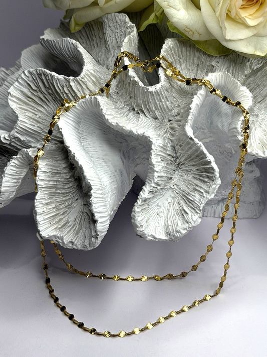 Italy 925 Sterling Silver Gold Plated Chain Sparkle Station Necklace