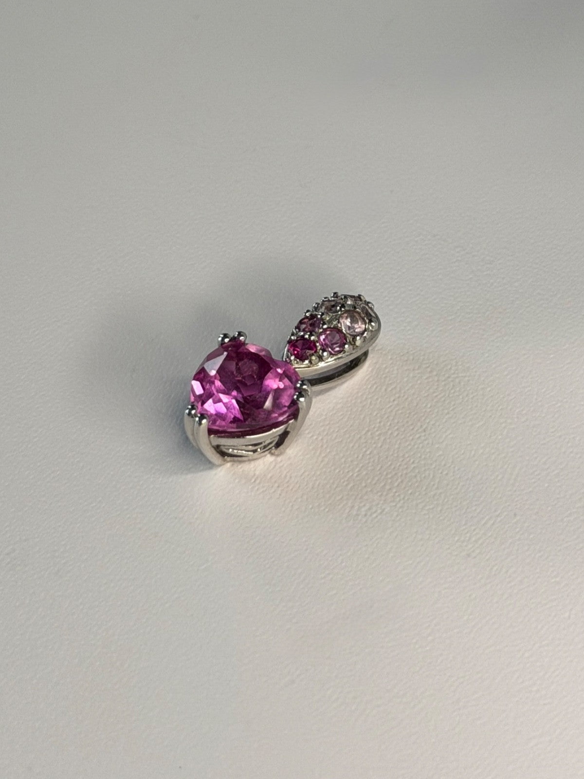 10K White Gold Pink Topaz Heart Pendant