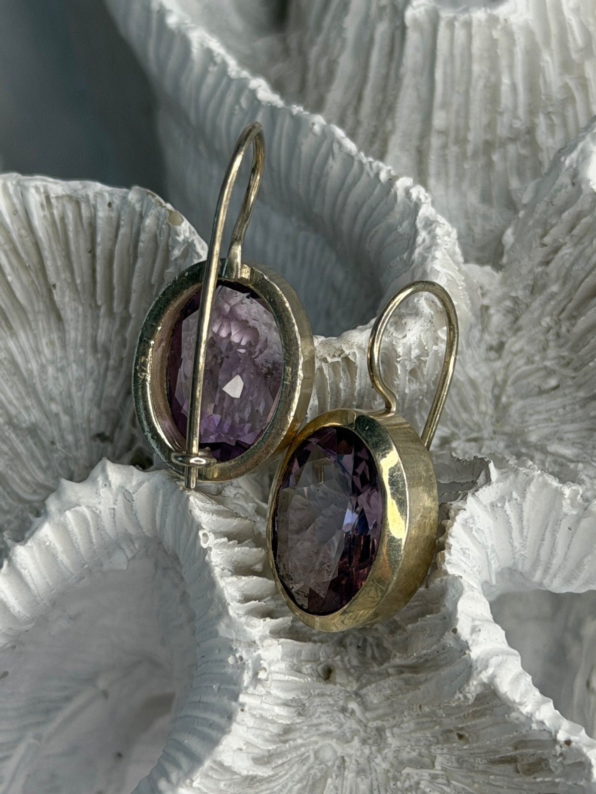 Beautiful Vintage 925 Sterling Silver Amethyst Earrings