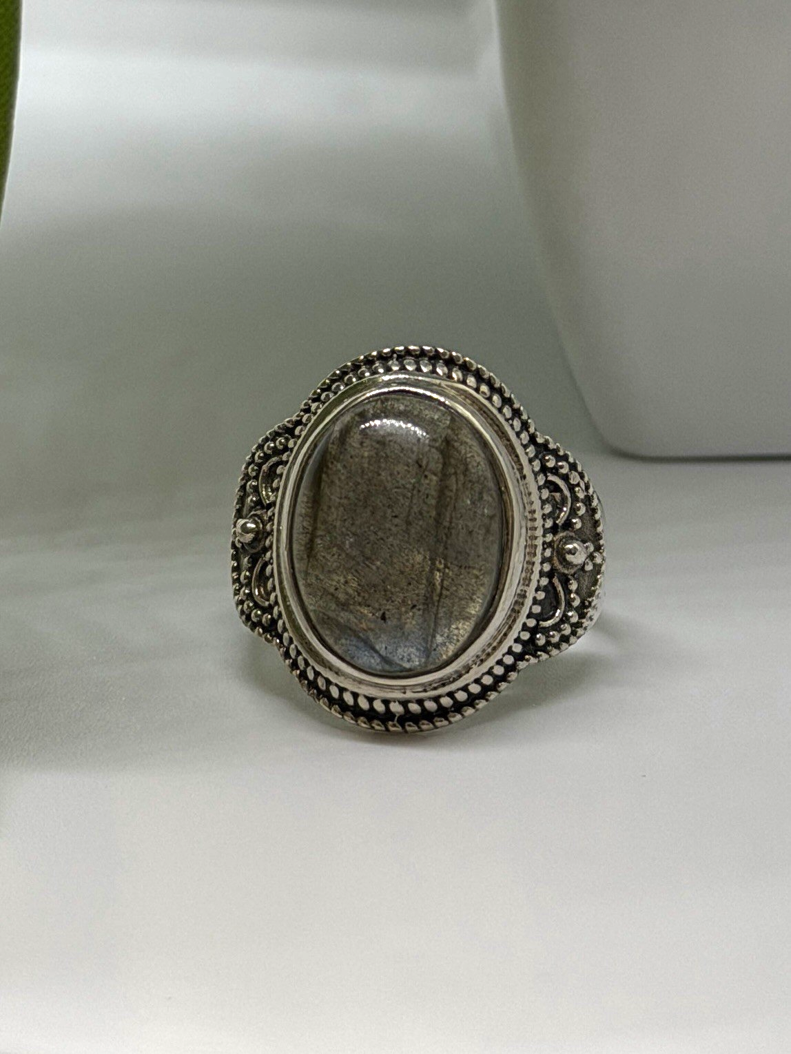 Vintage 925 Sterling Silver Labradorite Gemstone Ring Size 11
