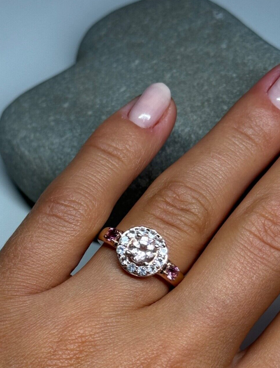 925 Sterling Silver Gold Plated Spinel Ring Size 7