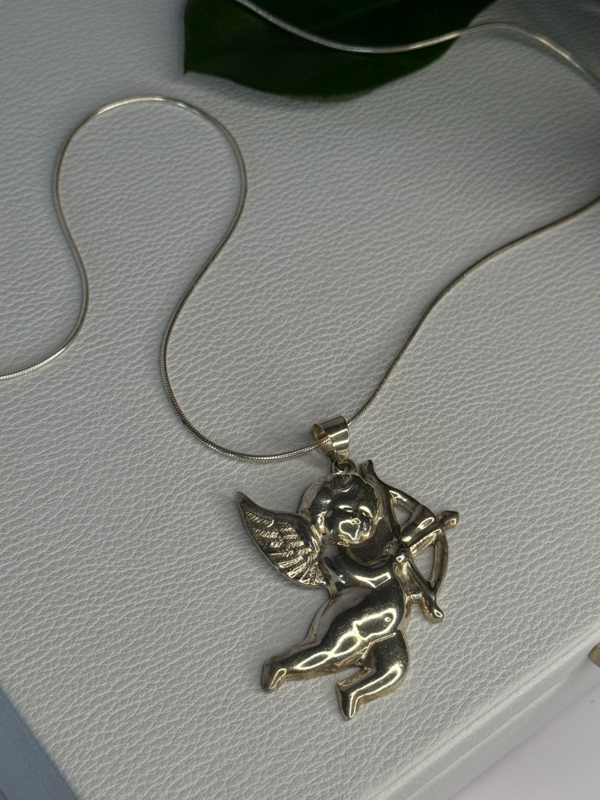 925 Sterling Silver Cupid Necklace Length 24 in