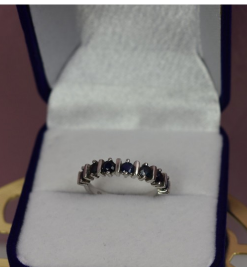 925 Sterling Silver Dark Blue Spinel Ring Size 6.5