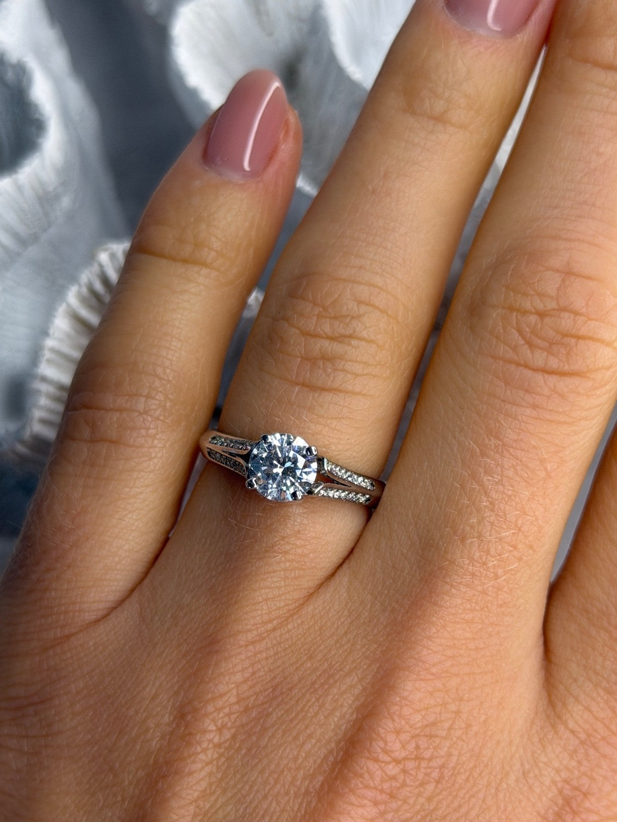 GOC 925 Sterling Silver Cz 1.15 ct Ring Size 7