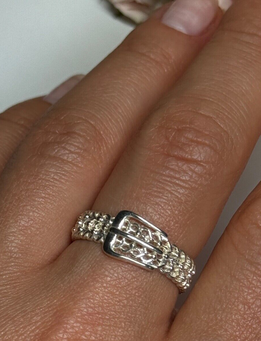 925 Sterling Silver Belt Ring Size 8