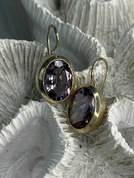 Beautiful Vintage 925 Sterling Silver Amethyst Earrings