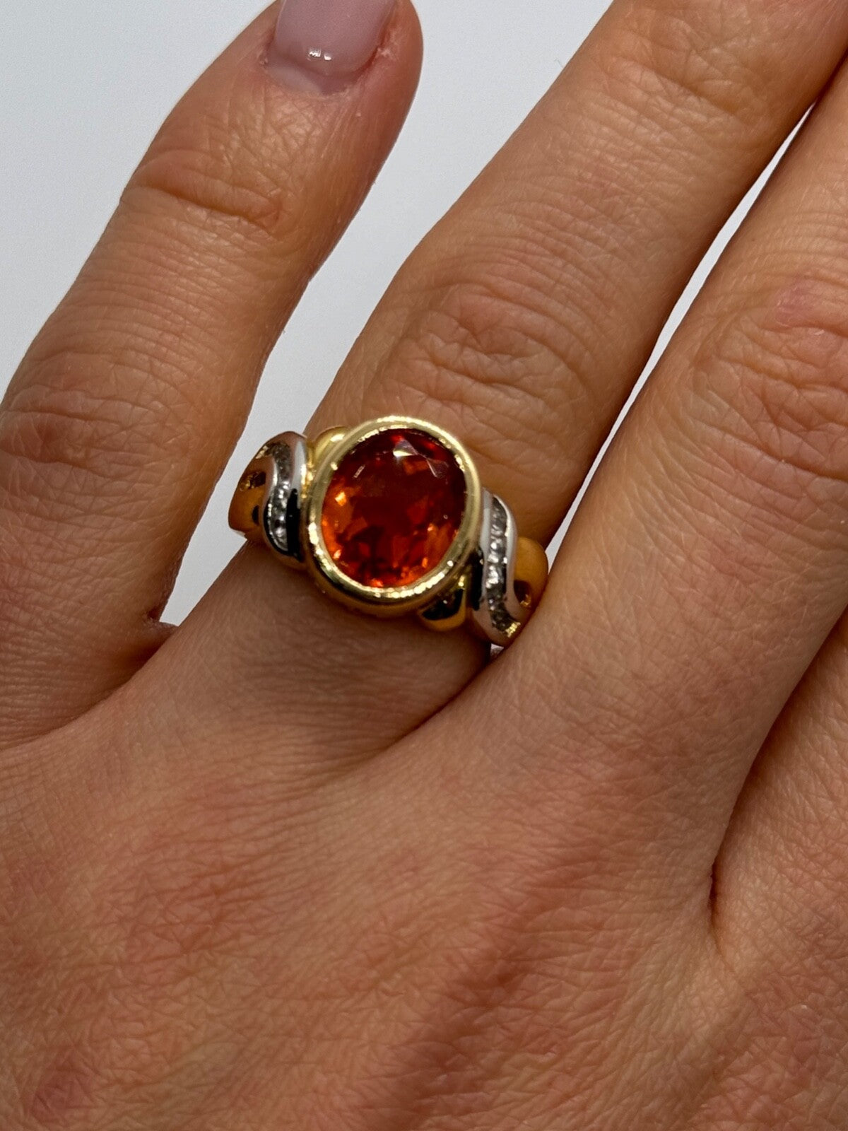 925 Sterling Silver Gold Plated CZ Ring Size 6