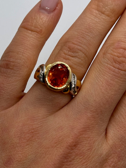 925 Sterling Silver Gold Plated CZ Ring Size 6