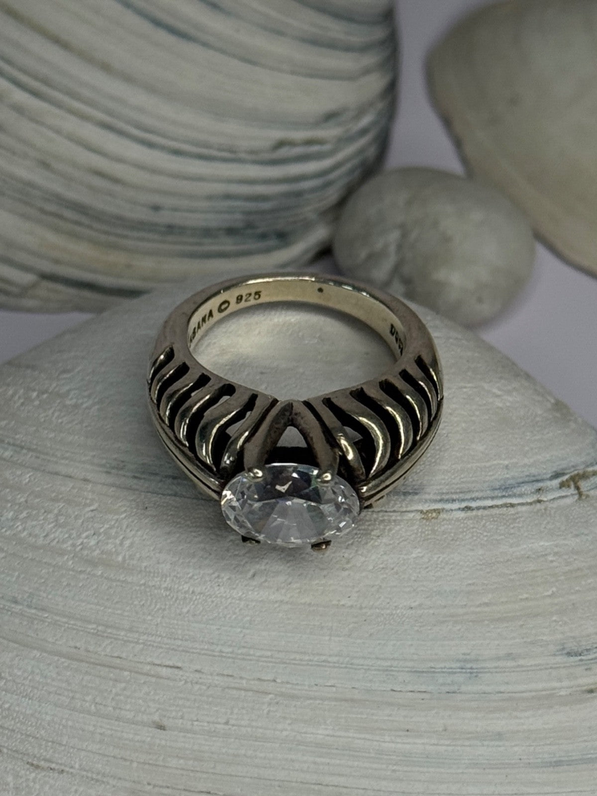 Kabana 925 Sterling Silver Cz Ring Size 6