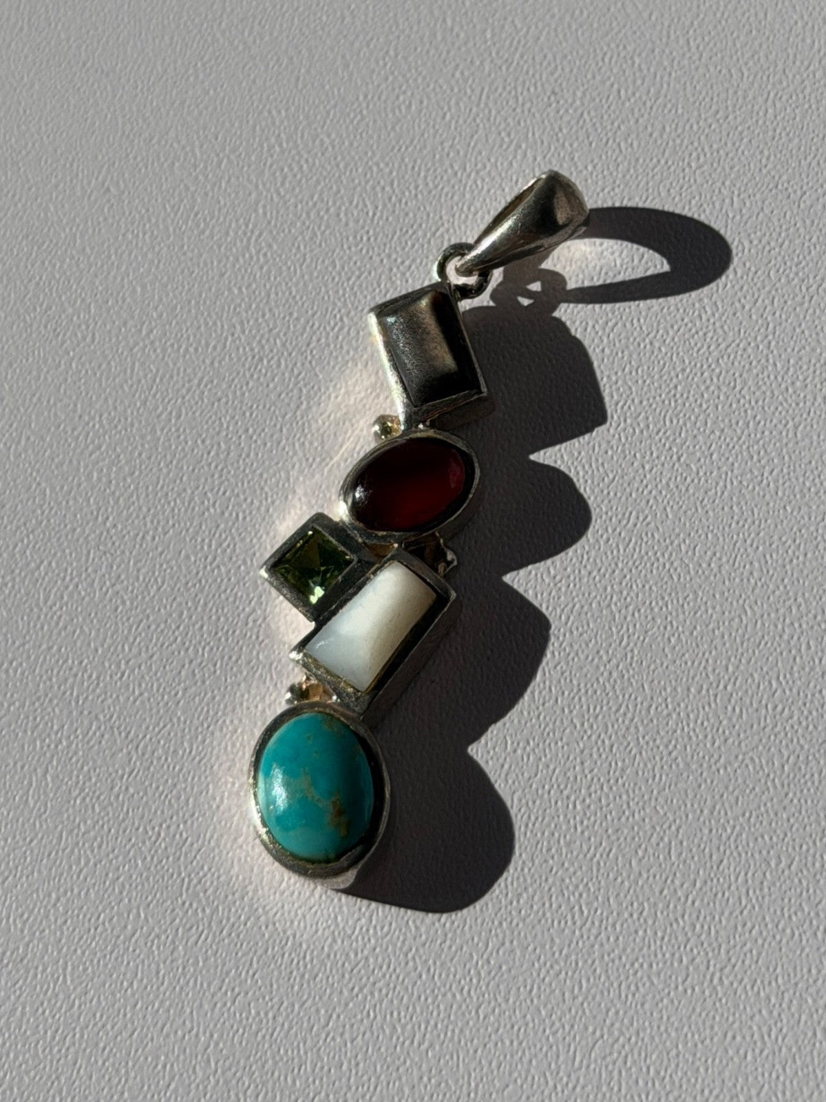 925 Sterling Silver Multi Color Gemstones Pendant