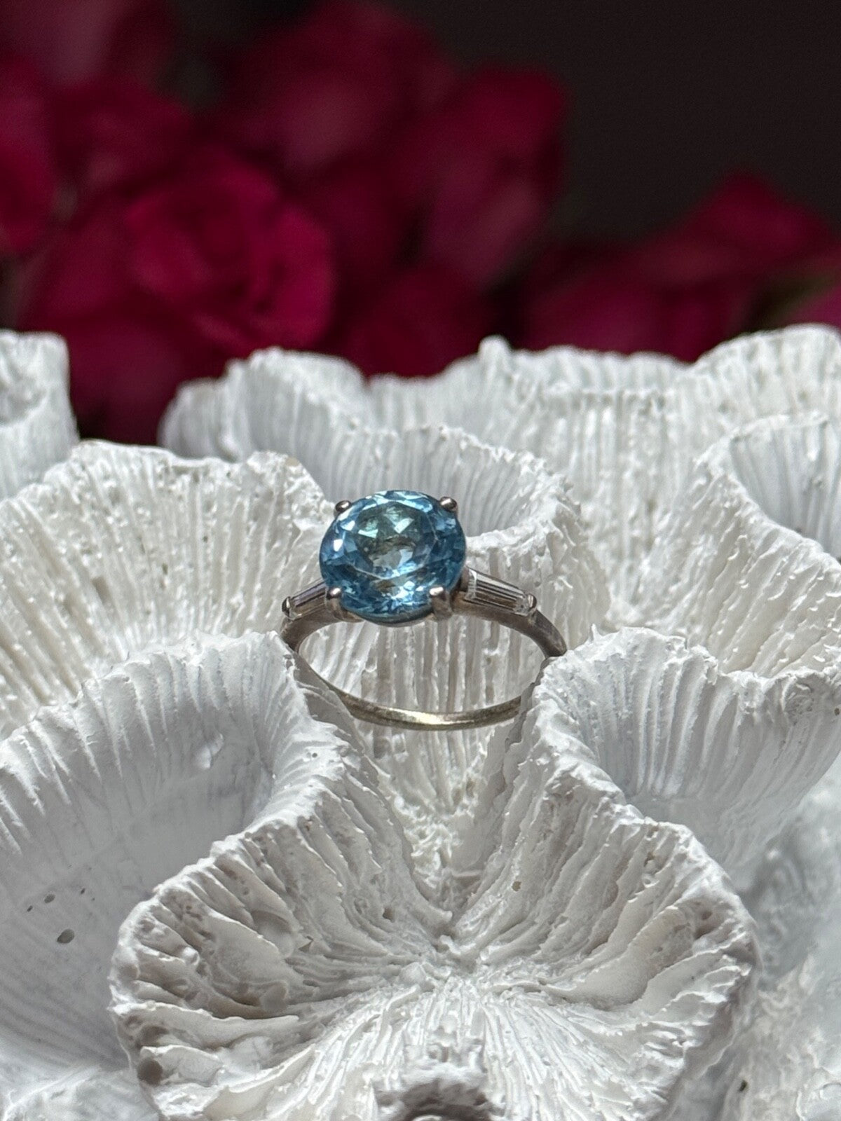 925 Sterling Silver Topaz & Beryl Ring Size 6