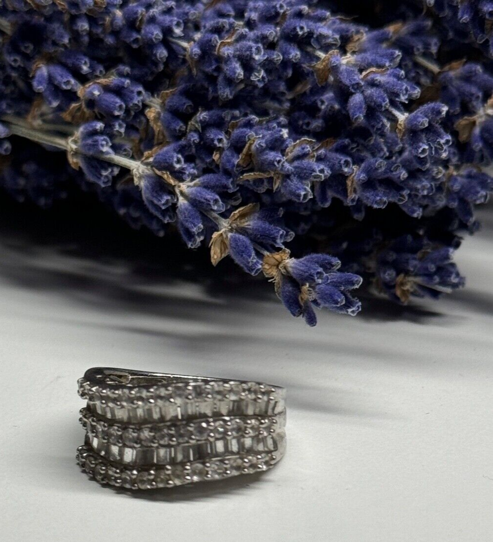 925 Sterling Silver Sapphire Ring Size 6