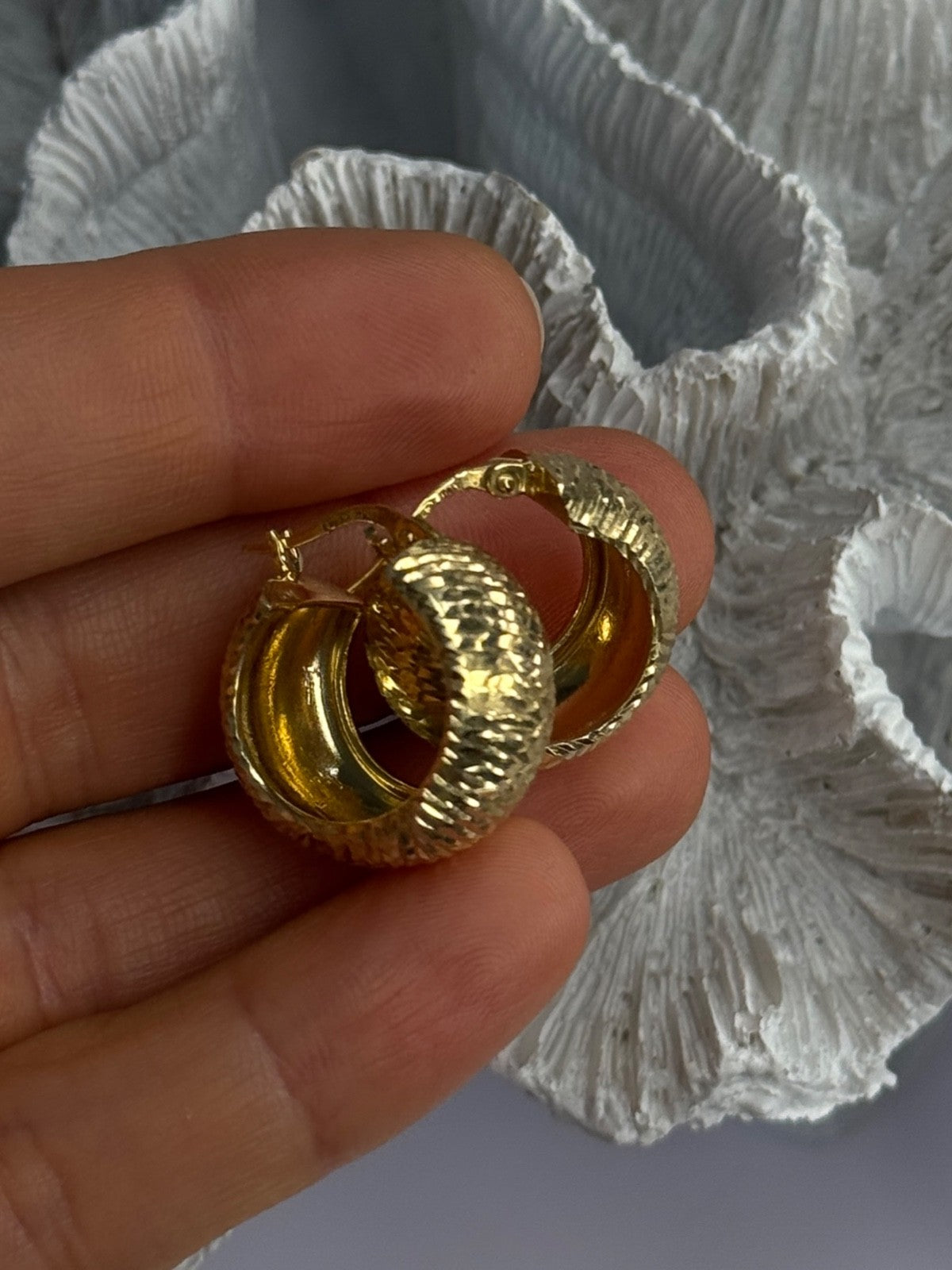 Aesthetic Italy 925 Sterling Silver Gold Plated Earrings Length 0.80 Inch