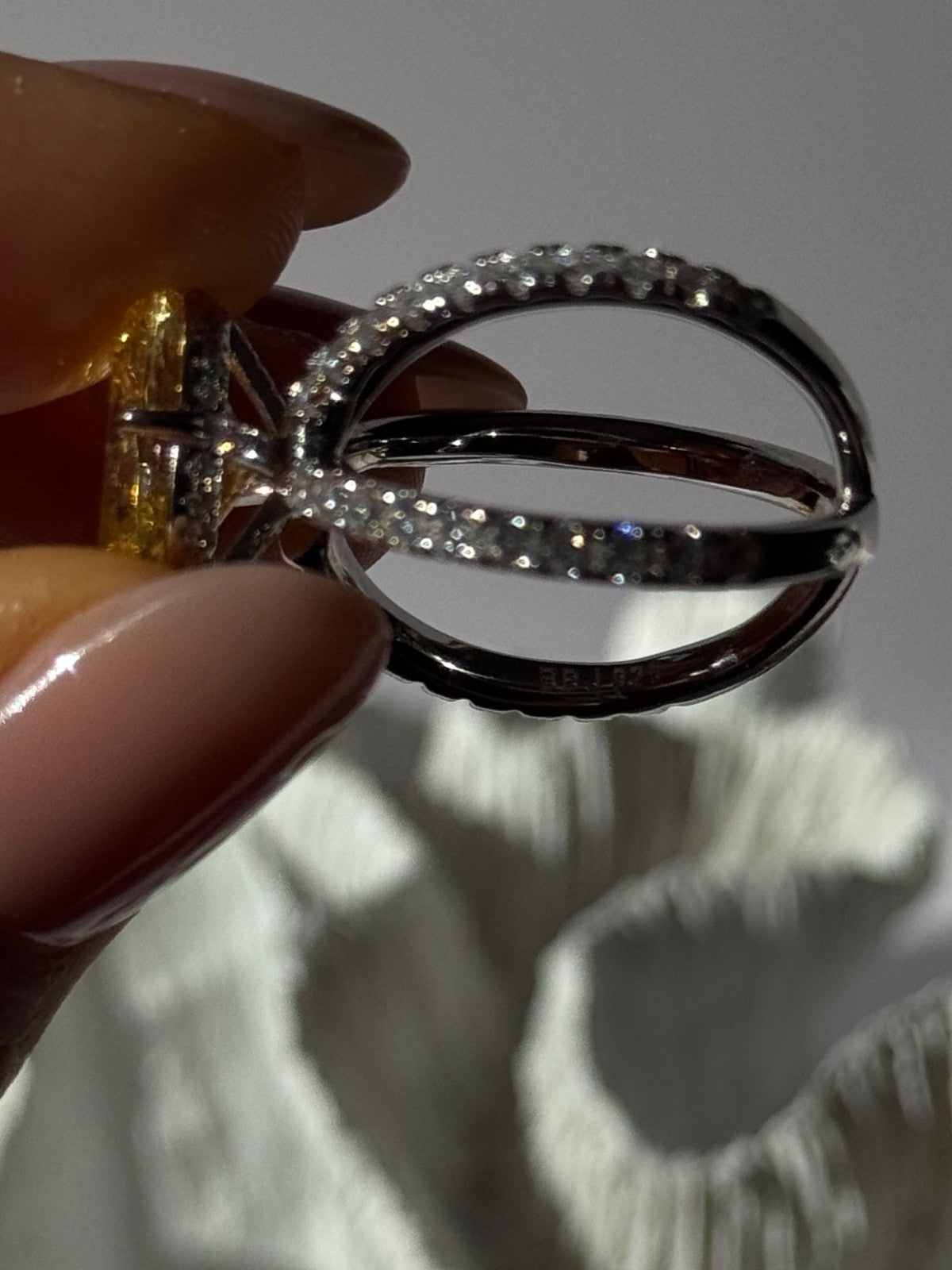 Shiny 925 Sterling Silver Citrine & Beryl Ring Size 10