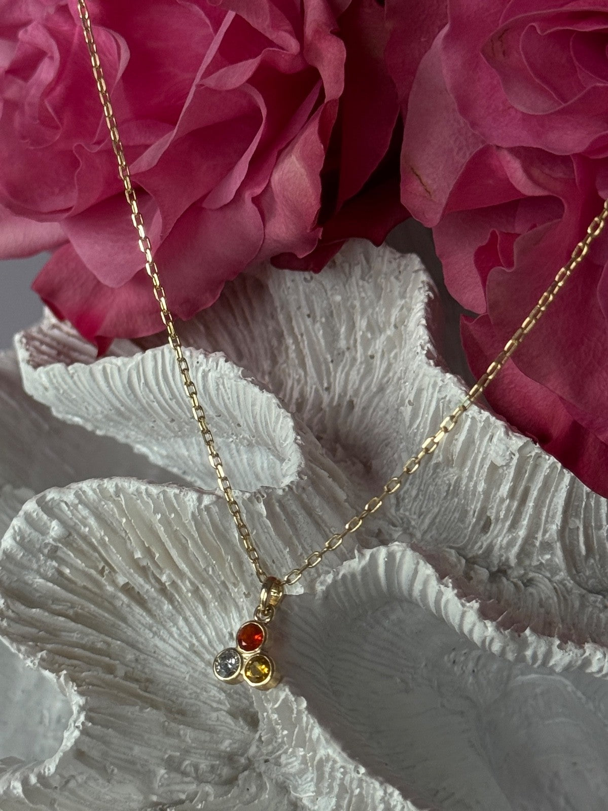 14K Yellow Gold Diamond Citrine Spinel Necklace
