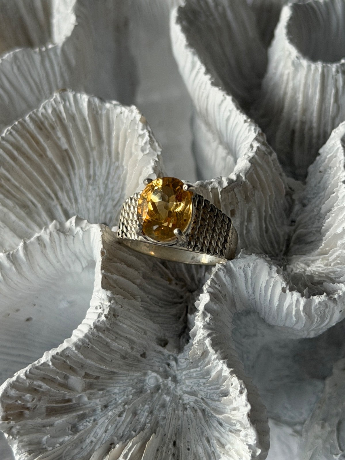 925 Sterling Silver Citrine Ring Size 6