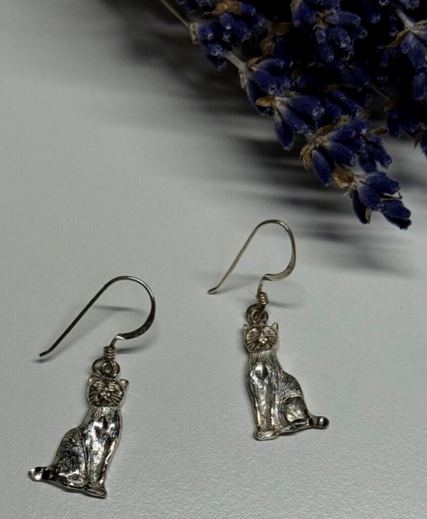 925 Sterling Silver Cats Earrings