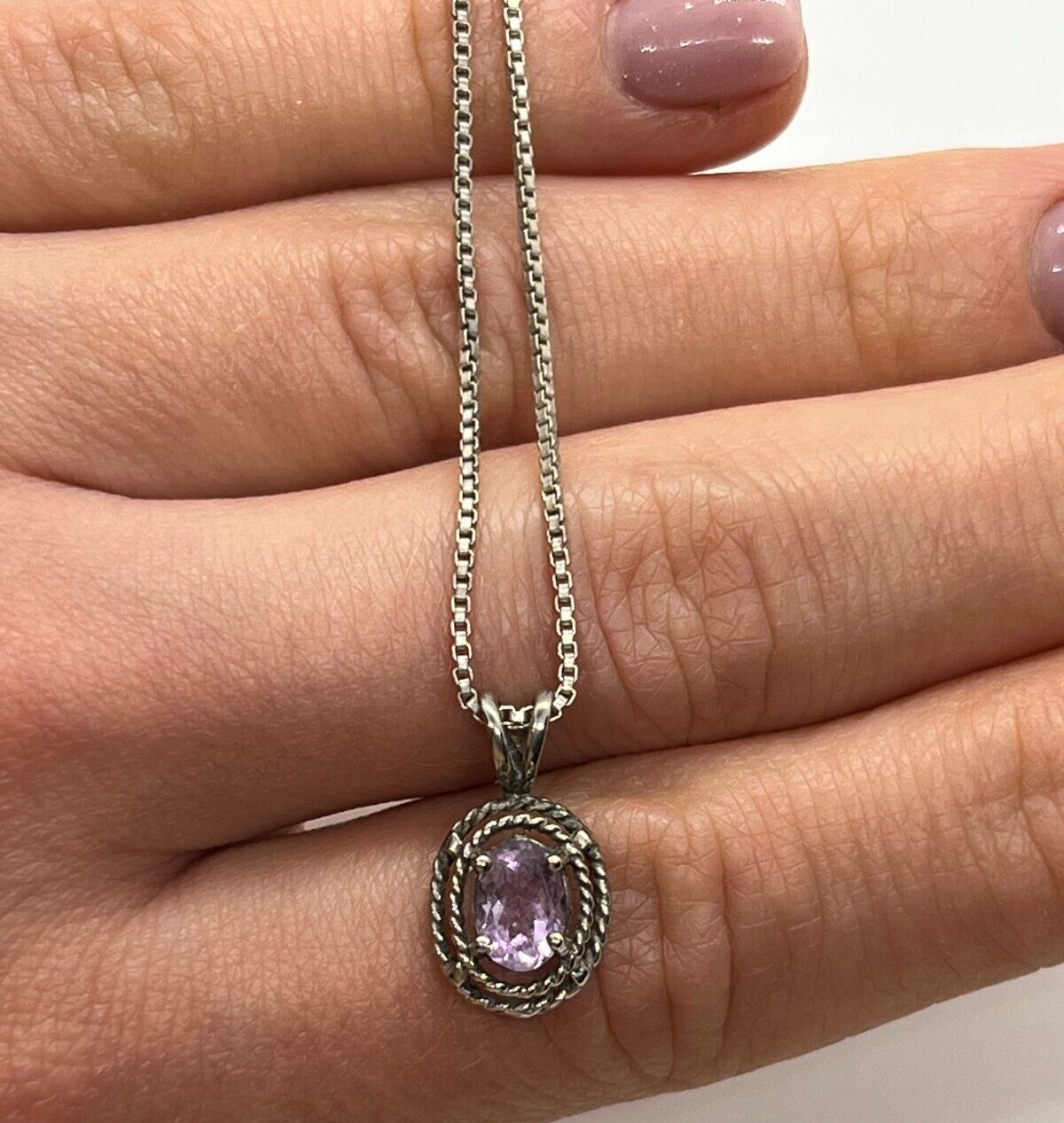 925 Sterling Silver  Amethyst Necklace Pendant