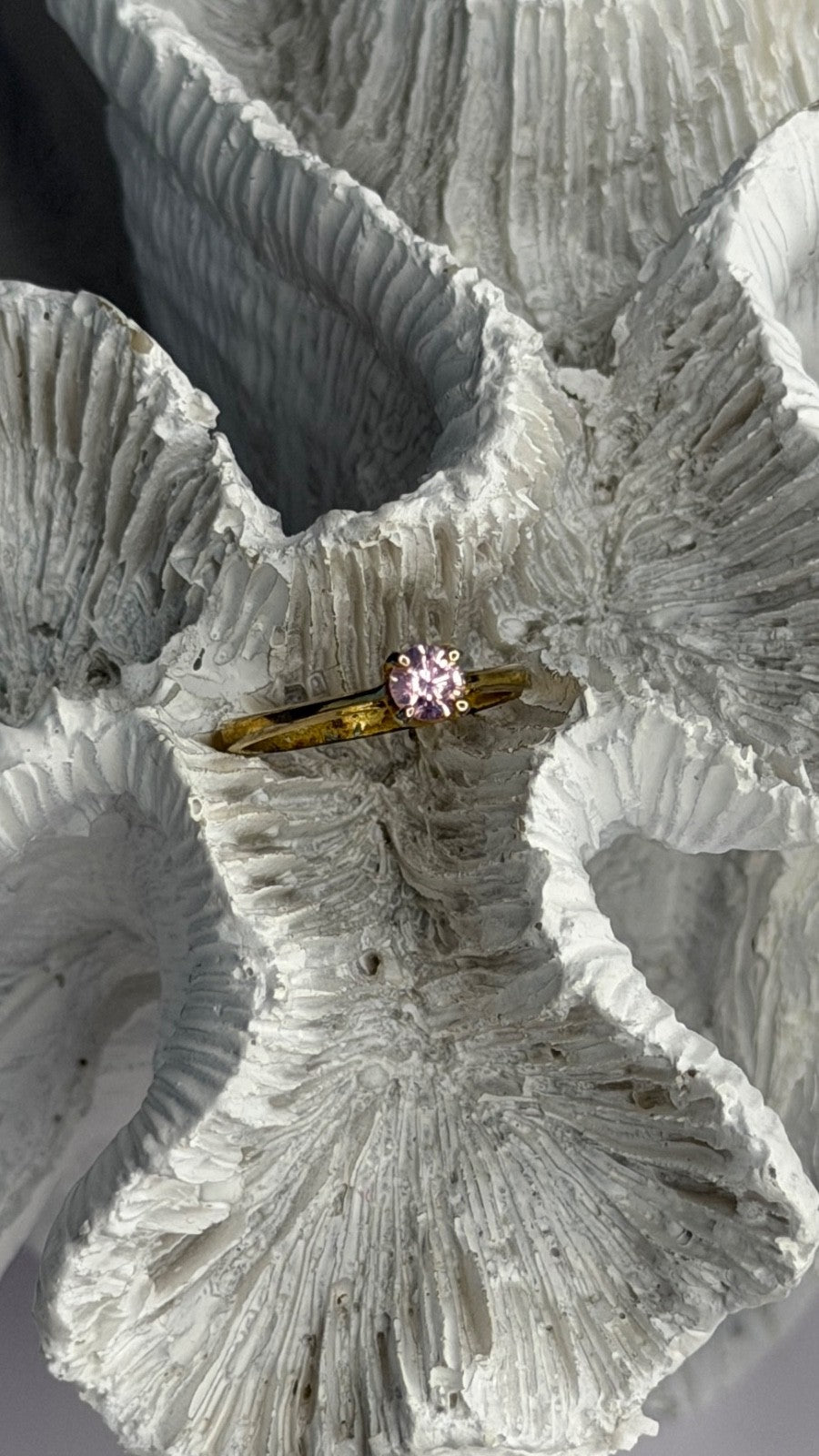 925 Sterling Silver Gold Plated Morganite Ring Size 4
