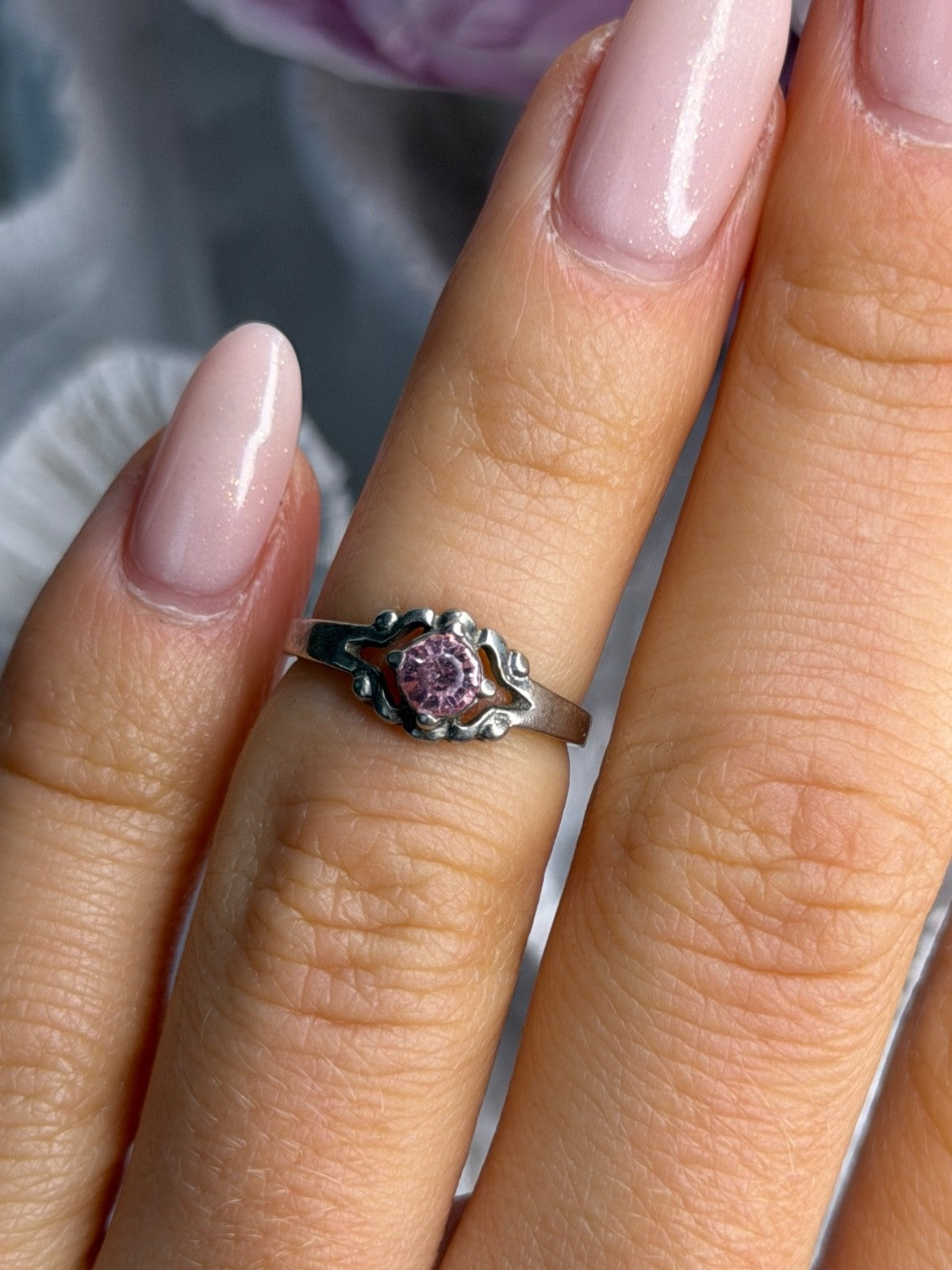 925 Sterling Silver Morganite Ring (adjustable)