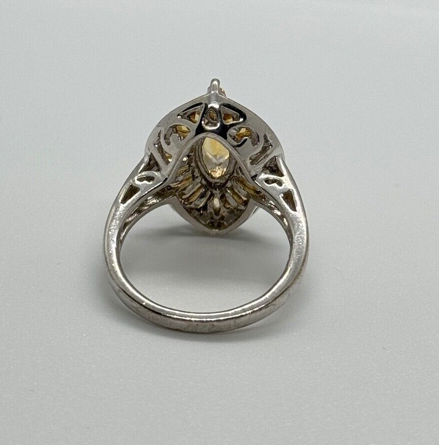 925 Sterling Silver Citrine Ring Size 6.5