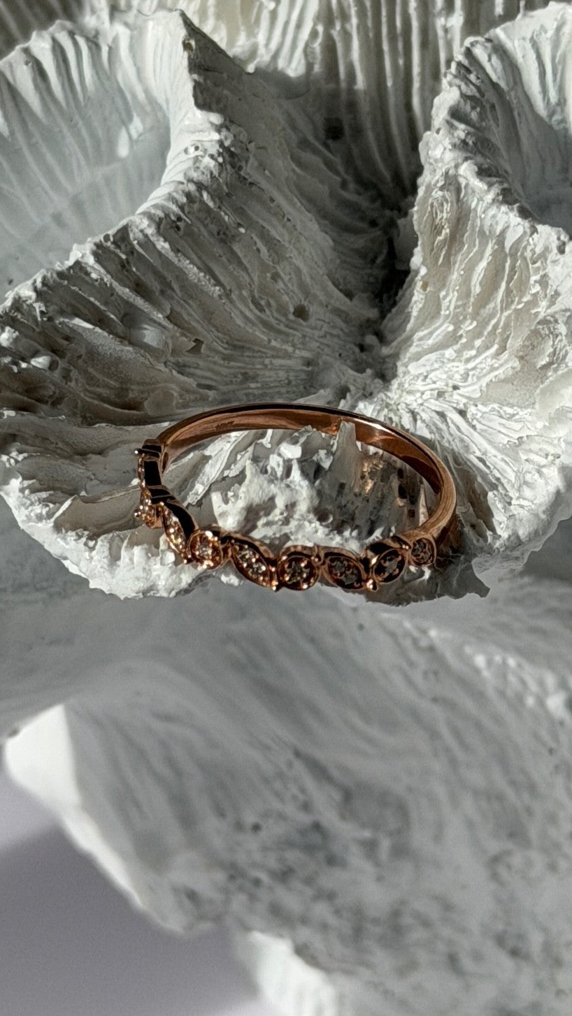 Classy Design 10K Rose Gold Diamond 0.12 ct Ring Size 6.5