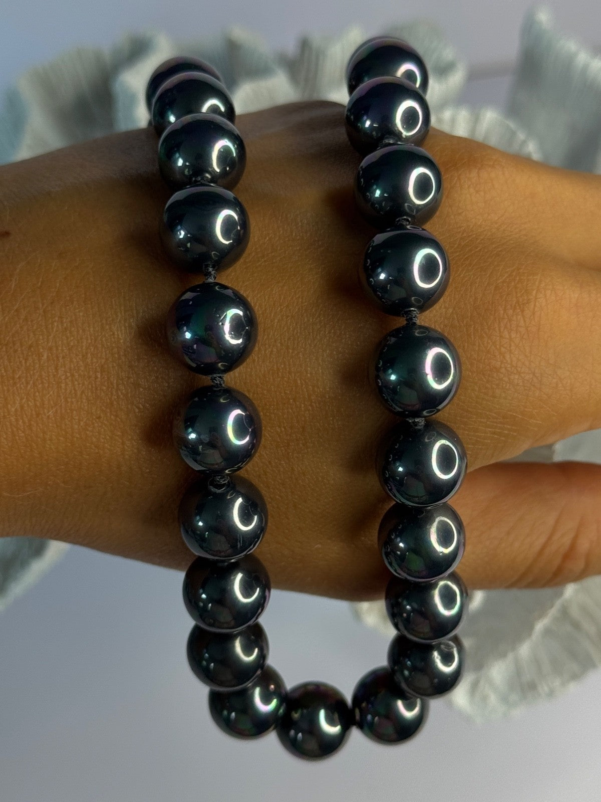 Aesthetic 925 Sterling Silver South Sea Shell Pearls Necklace Length 18 Inch