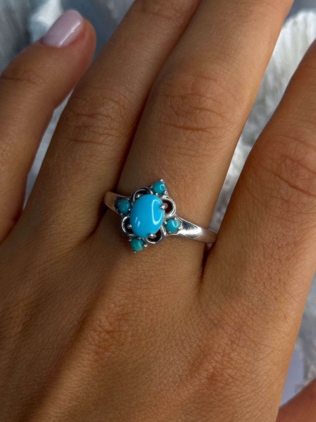 Bbj 925 Sterling Silver Turquoise Ring Size 9.5