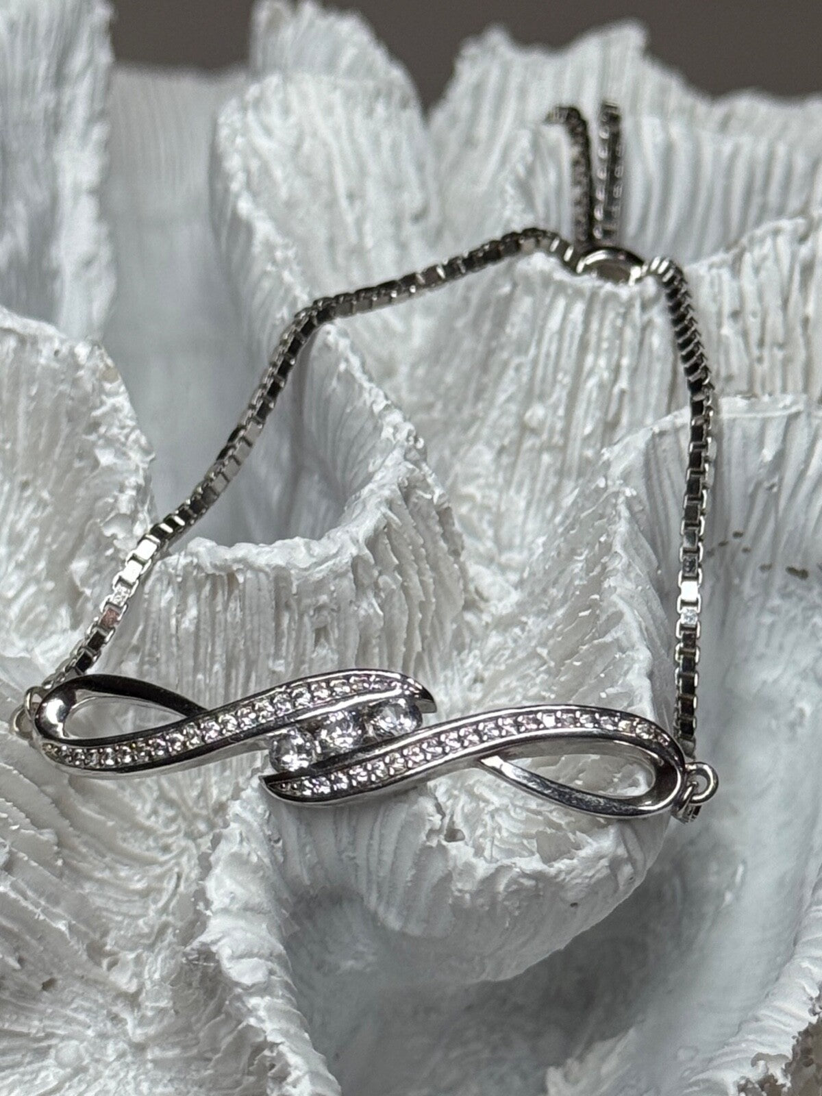 925 Sterling Silver CZ Bracelet Slider