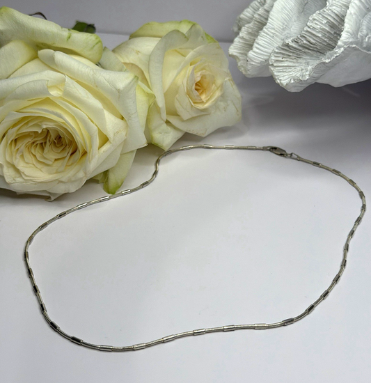 Minimalist 925 Sterling Silver Snake Chain Necklace Vintage Italian Style